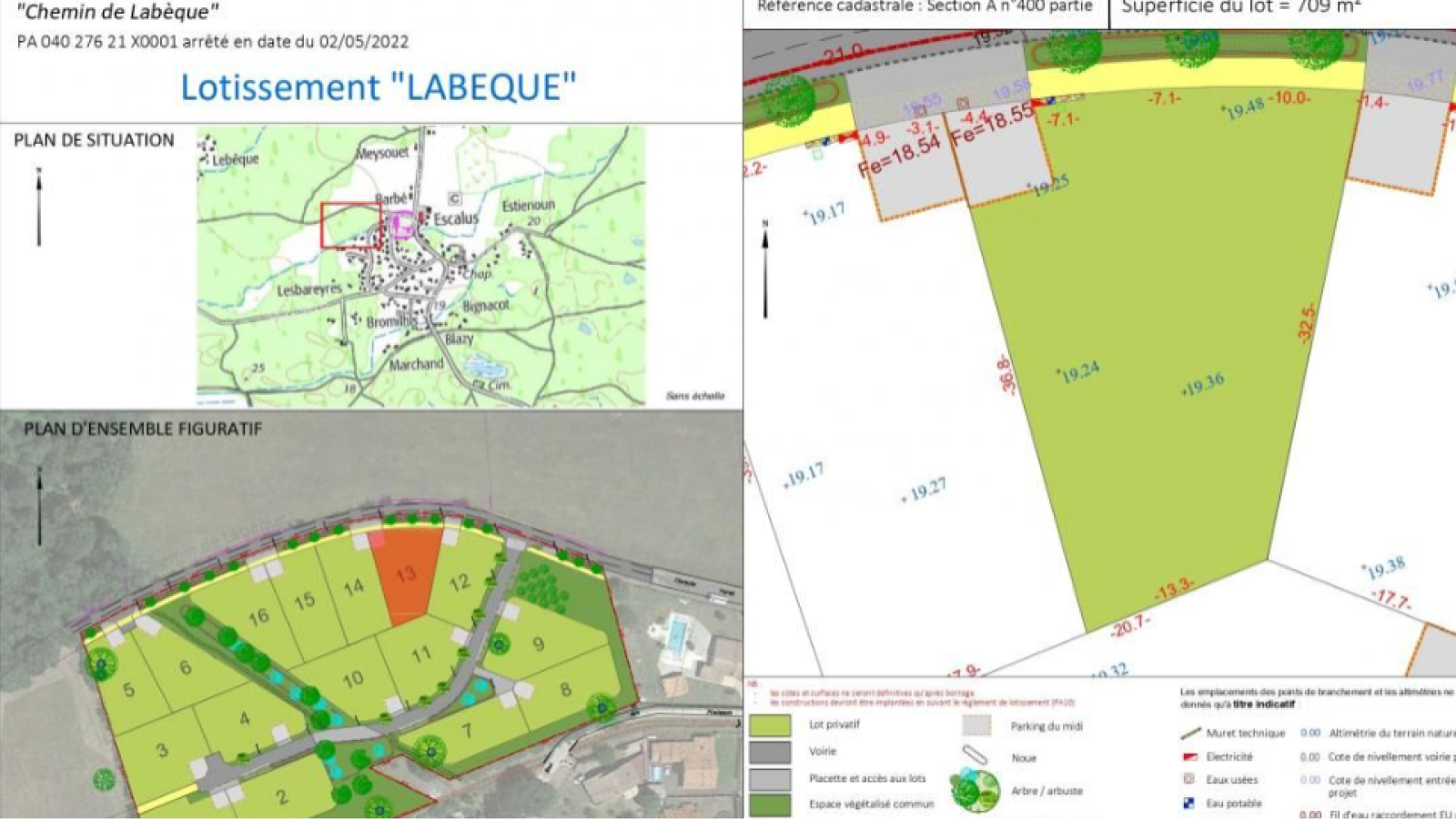 Terrain constructible de 709m2 à Saint-Michel-Escalus